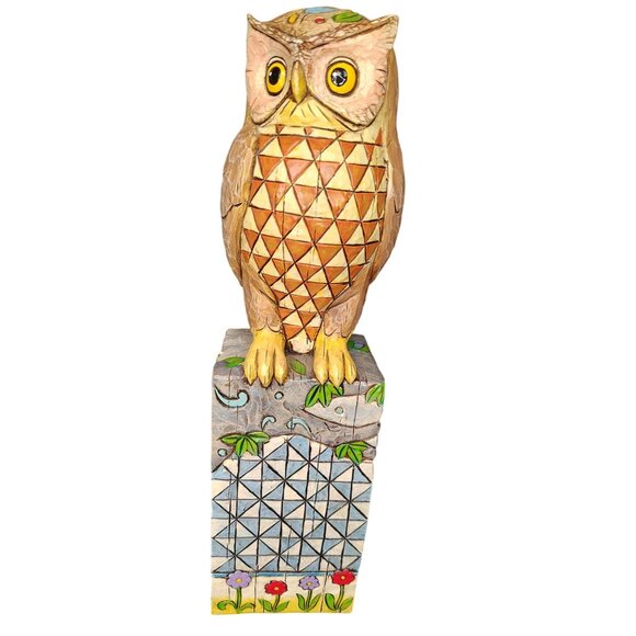 Jim Shore Other - Jim Shore Heartwood Creek Owl on Post Pillar, Quilted Bird Country Cottagecore